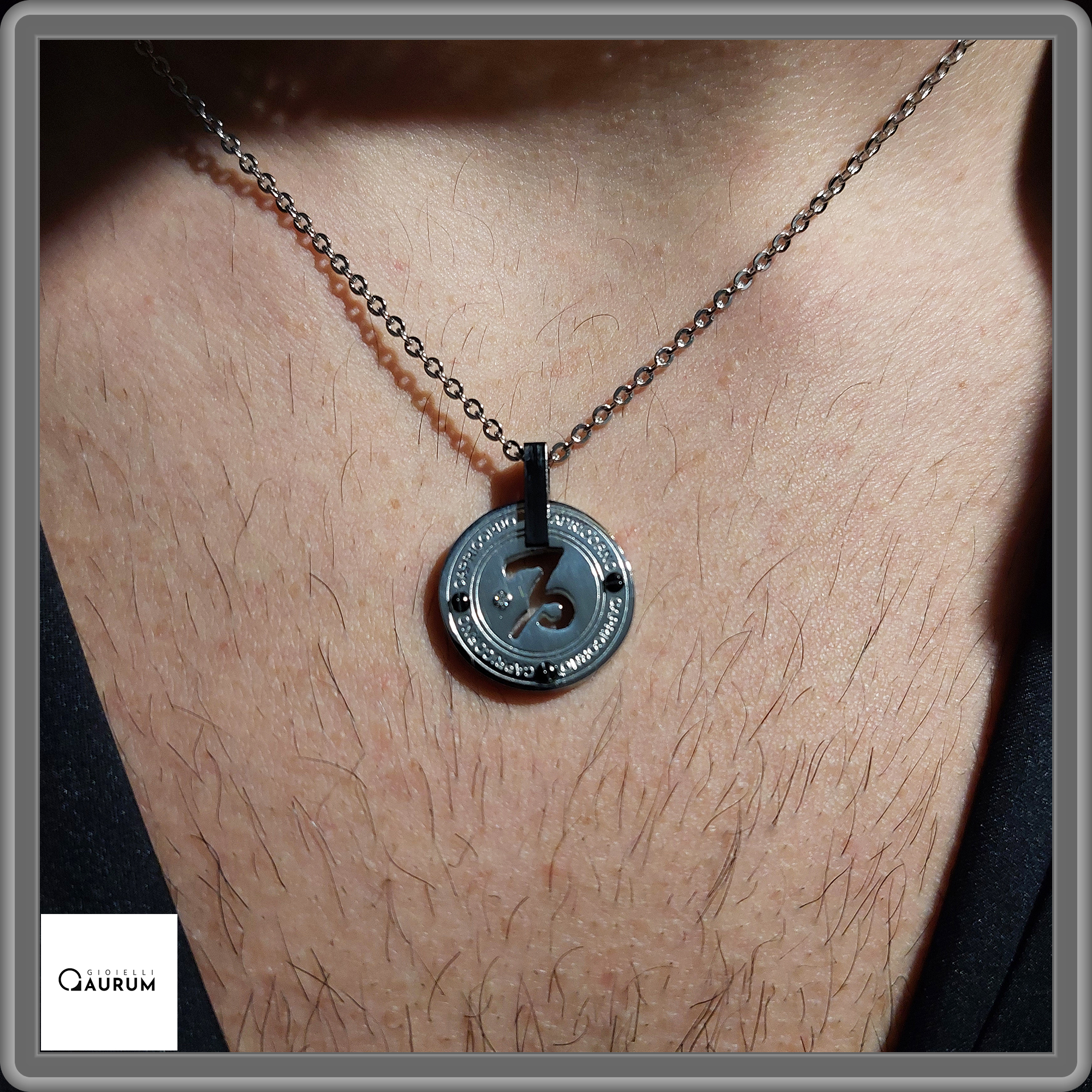 Collana da uomo segno zodiacale Capricorno catena con ciondolo acciaio inox